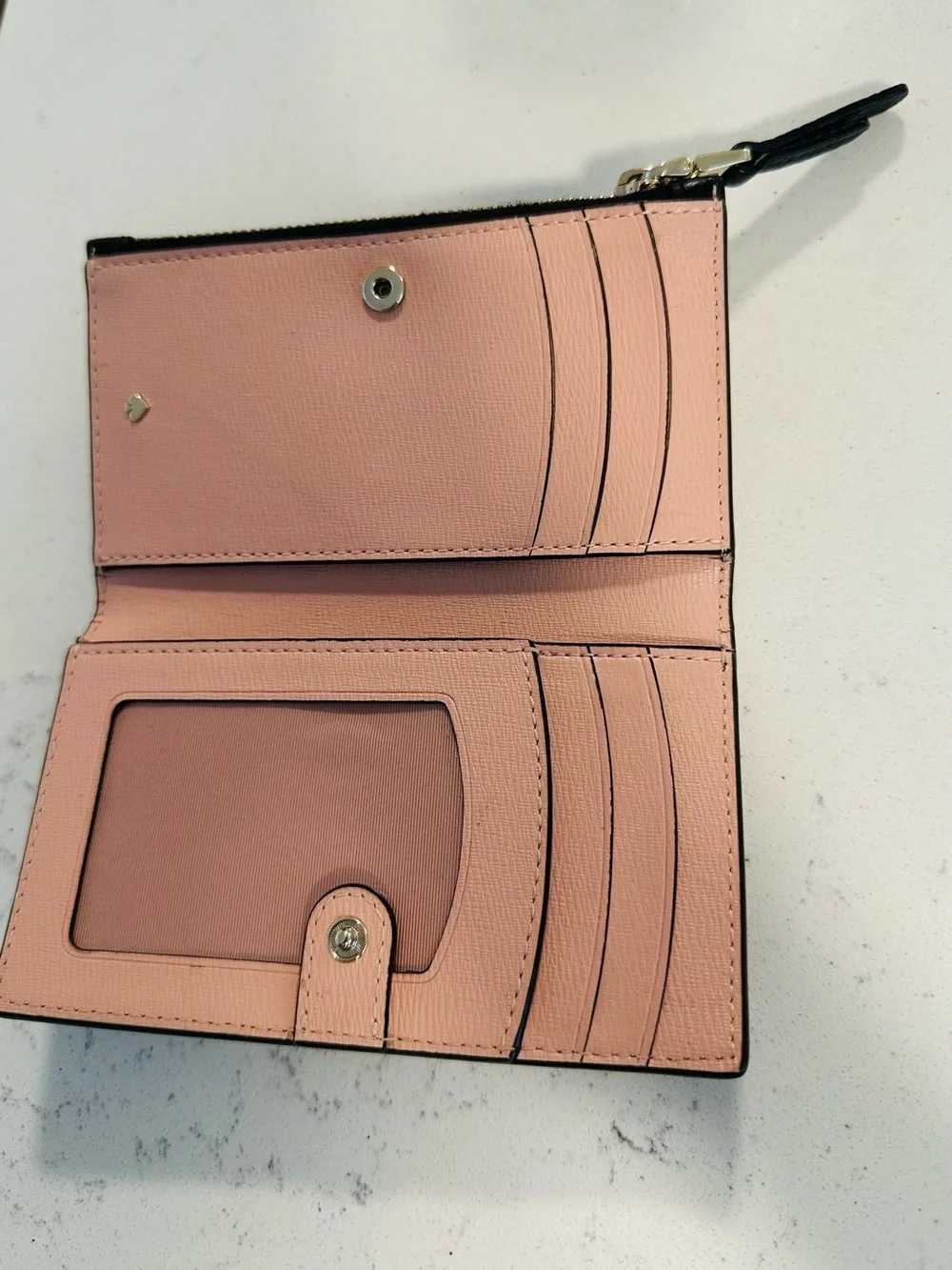 kate spade Black Pebbled Leather Zip Wallet